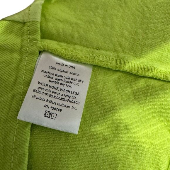 Mara Hoffman Milla Cropped Denim Top Lime Green Sweetheart Organic Cotton Size 0 - Picture 8 of 8